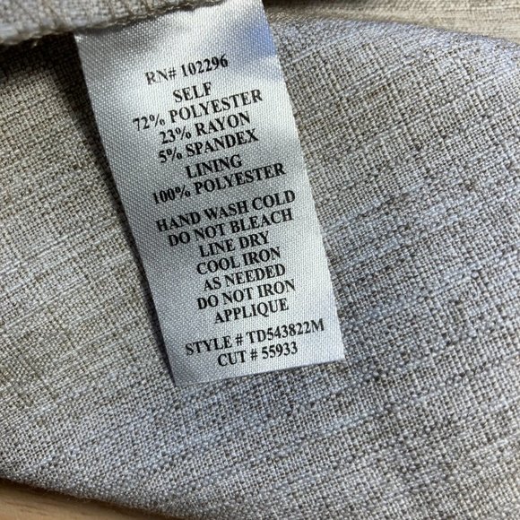 Connected Apparel Taupe Dress w Pearl Applique Sz 6 - Picture 2 of 5